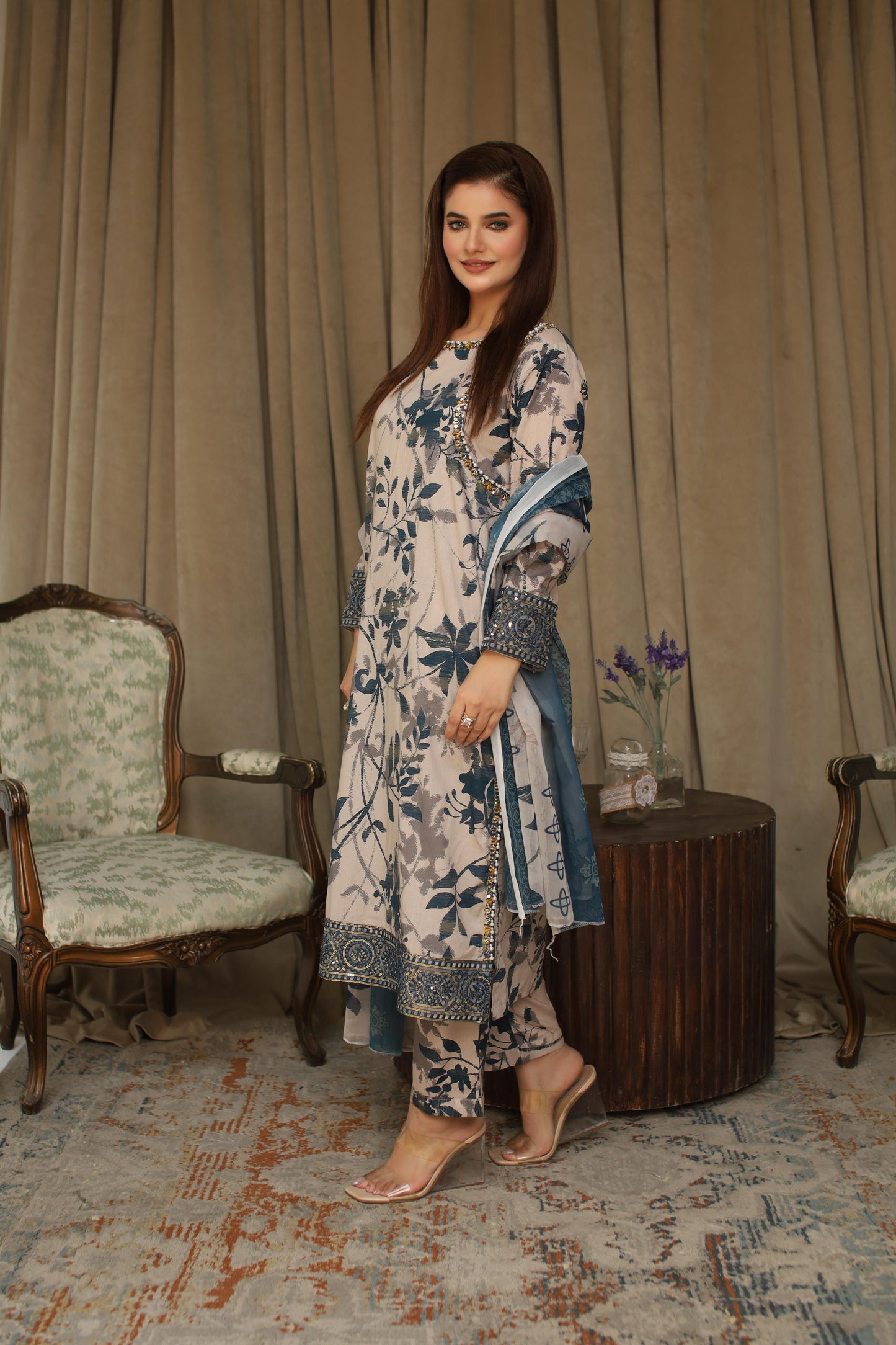 MH011 ladies suit 3pc code 10A by threads or buttons