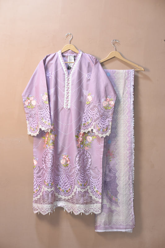 SK001 TOB Lawn Embroidery 3 pc suit By threads or buttons