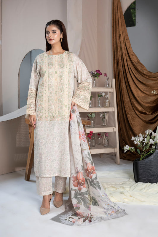 MH010 lawn fancy shirt style 3pc ladies suit by threads or buttons
