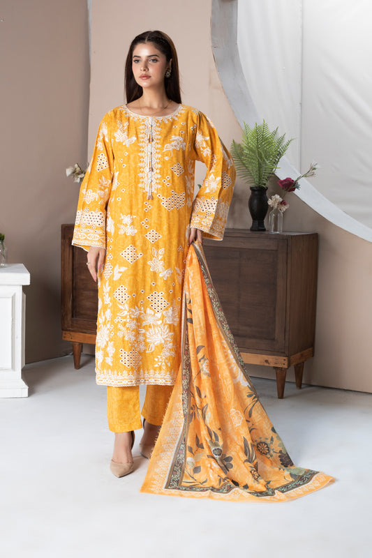 MH005 lawn fancy shirt style ladies suit 3pc by threads or buttons