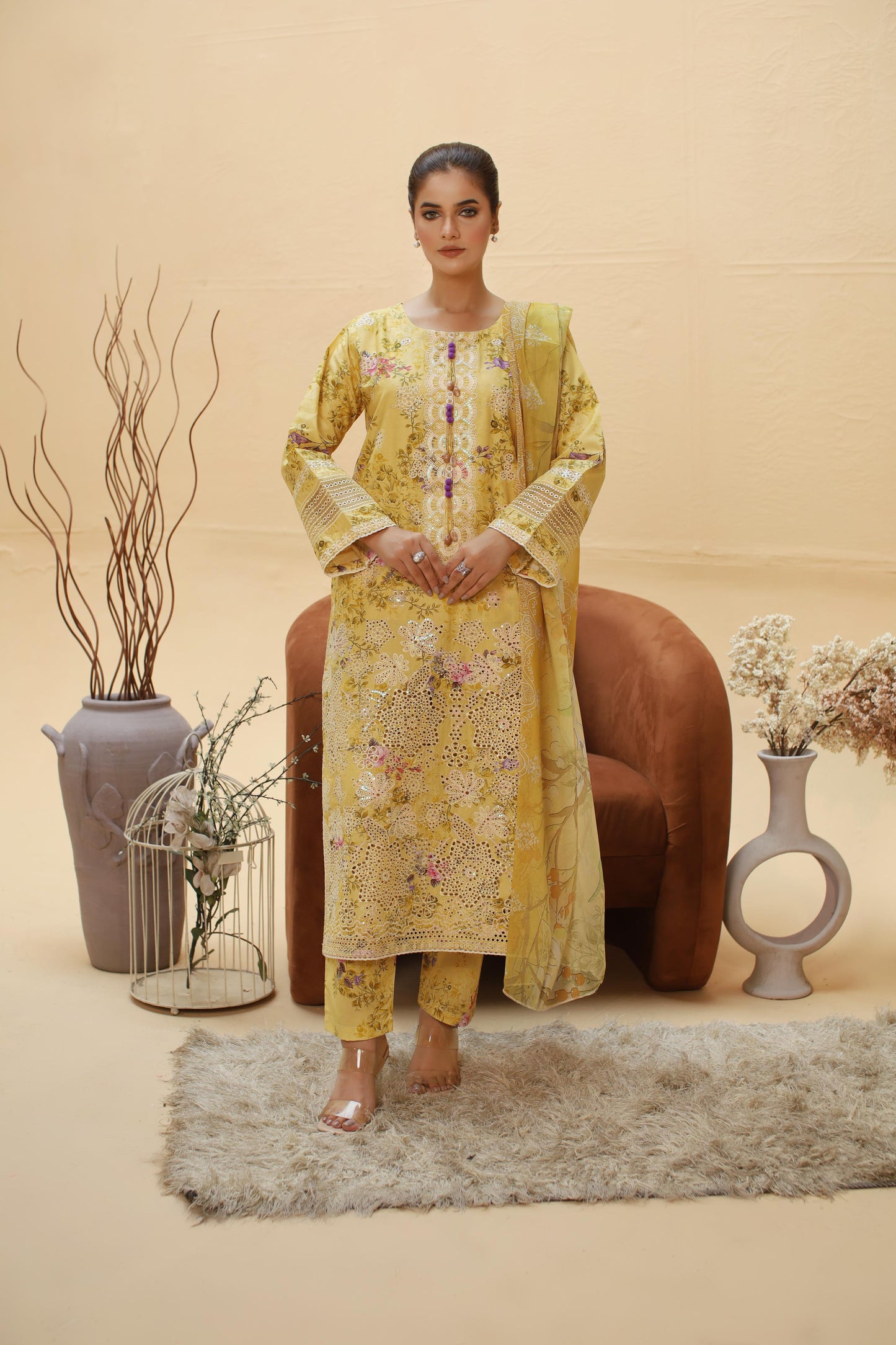 QG Mr Haroon ladies suit 3pc code 10A by threads or buttons