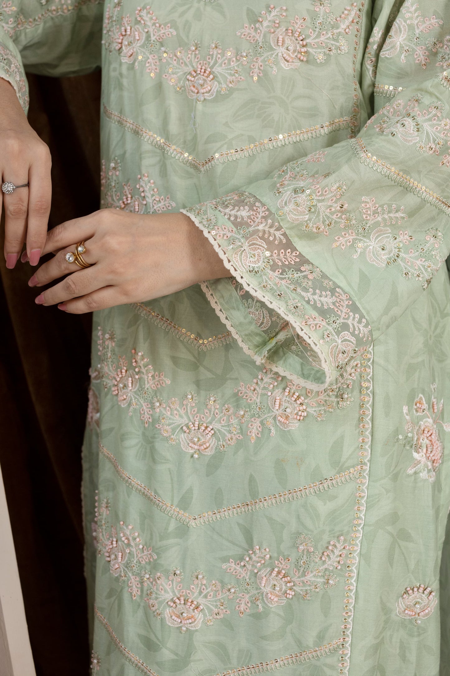 MH008 lawn fancy shirt style 3pc ladies suit by threads or buttons