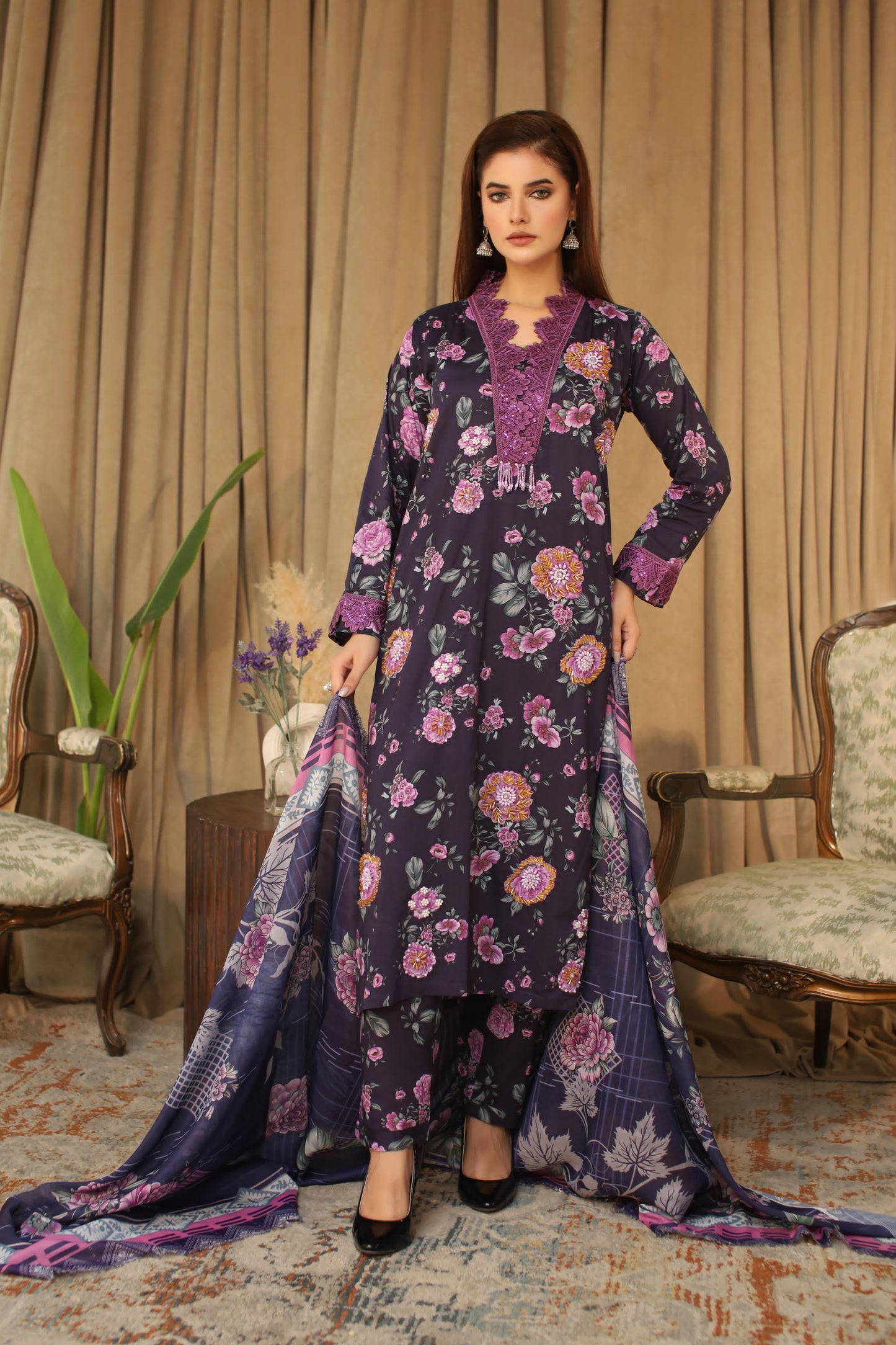 MH012 ladies suit 3pc code 10A by threads or buttons