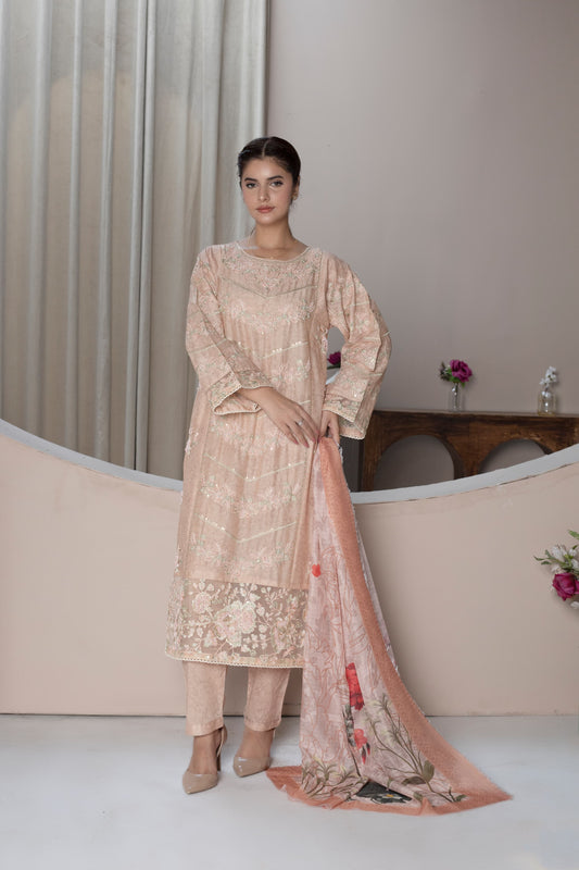 MH006 lawn fancy shirt style 3pc ladies suit embroidery by threads or buttons